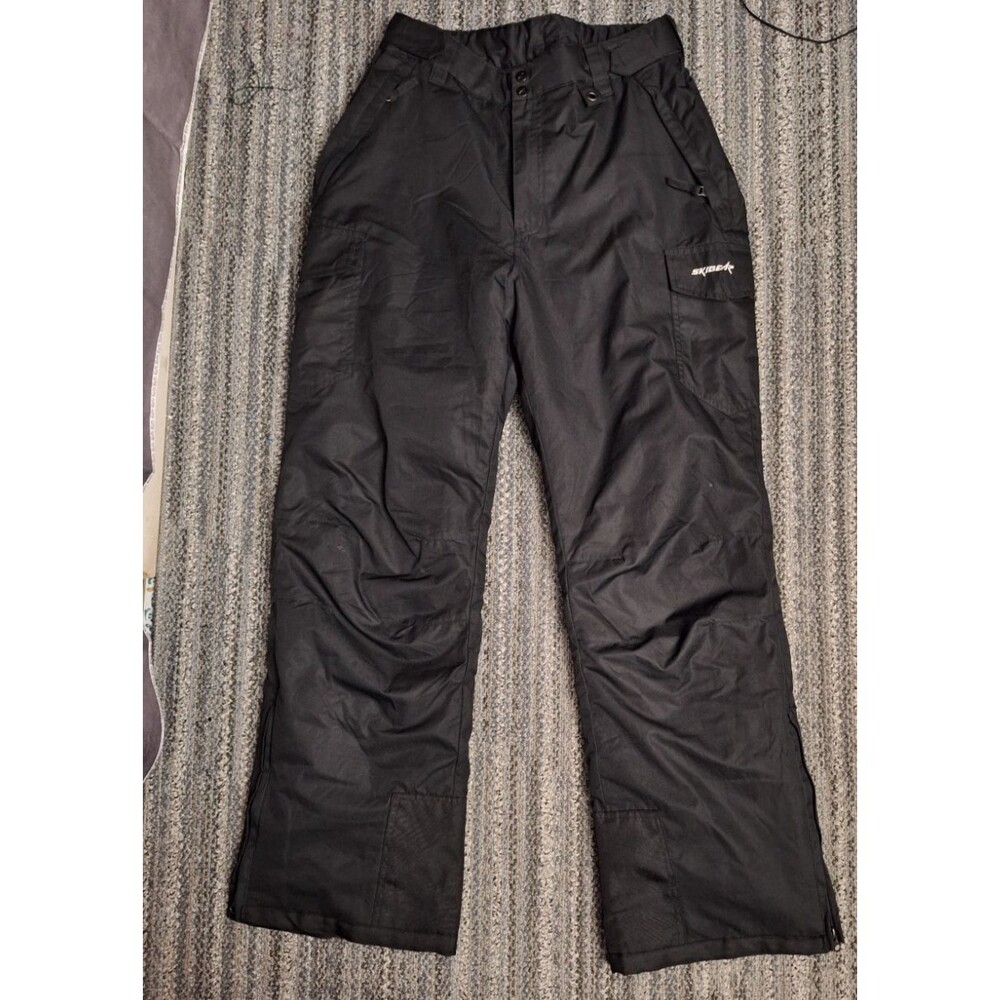 SkiGear Mens Insulated Cargo Ski ‎ Pants Sz Large Black Weatherproof Outdoors